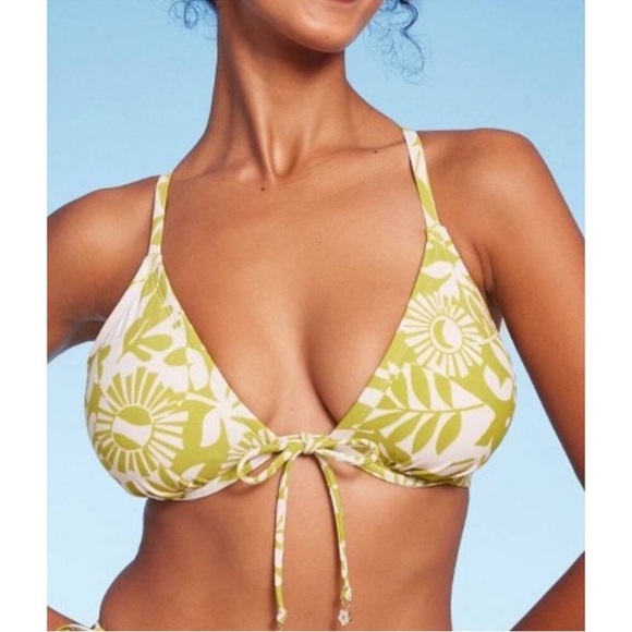 Wild Fable Green Floral Bikini Top NWT - Picture 1 of 8